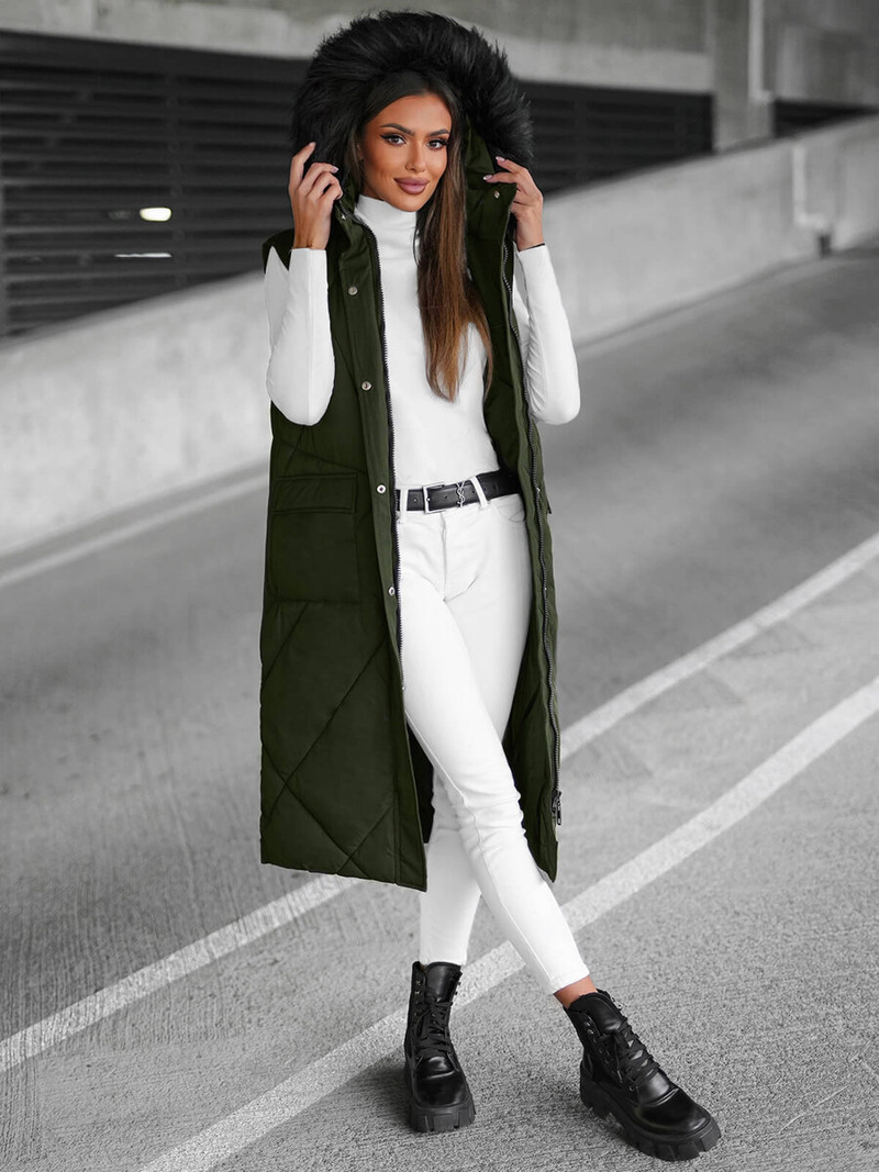 Стьобаний жіночий жилет Темно-Зелена OZONEE JS/5M3166/136Z