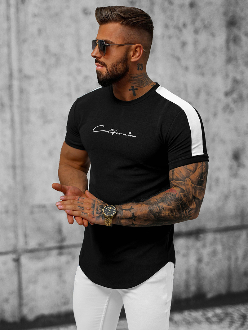 T-shirt męski czarny OZONEE O/P1267