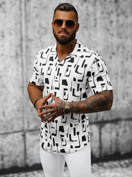 Koszula męska z krótkim rękawem biała OZONEE E/1400/522