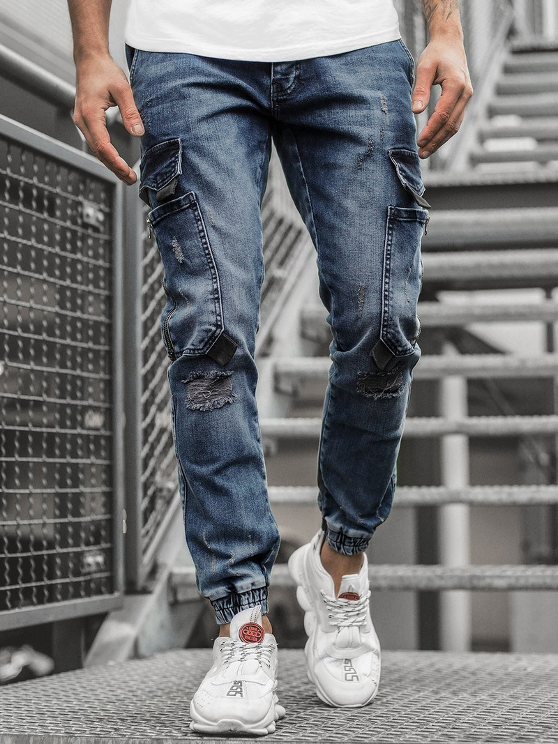 Spodnie jeansowe męskie niebieskie OZONEE DR/K139/12