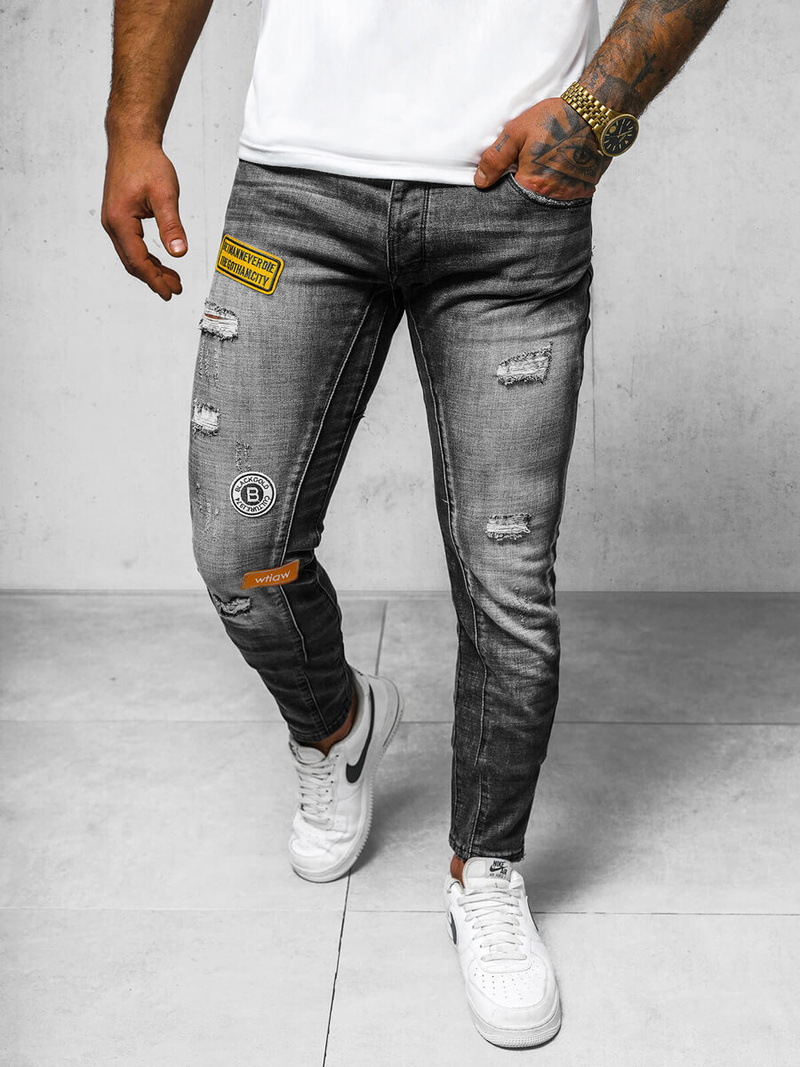 Spodnie jeansowe męskie czarne OZONEE NB/MP0047NZ