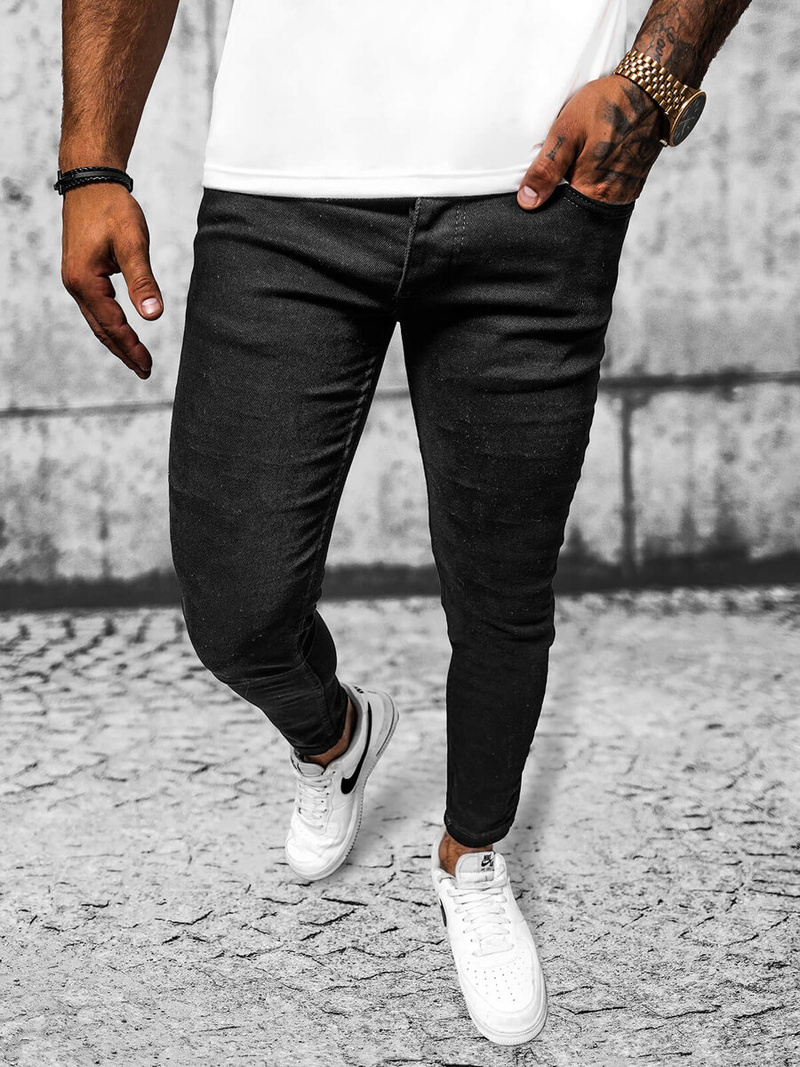 Spodnie jeansowe męskie czarne OZONEE E/6592/01