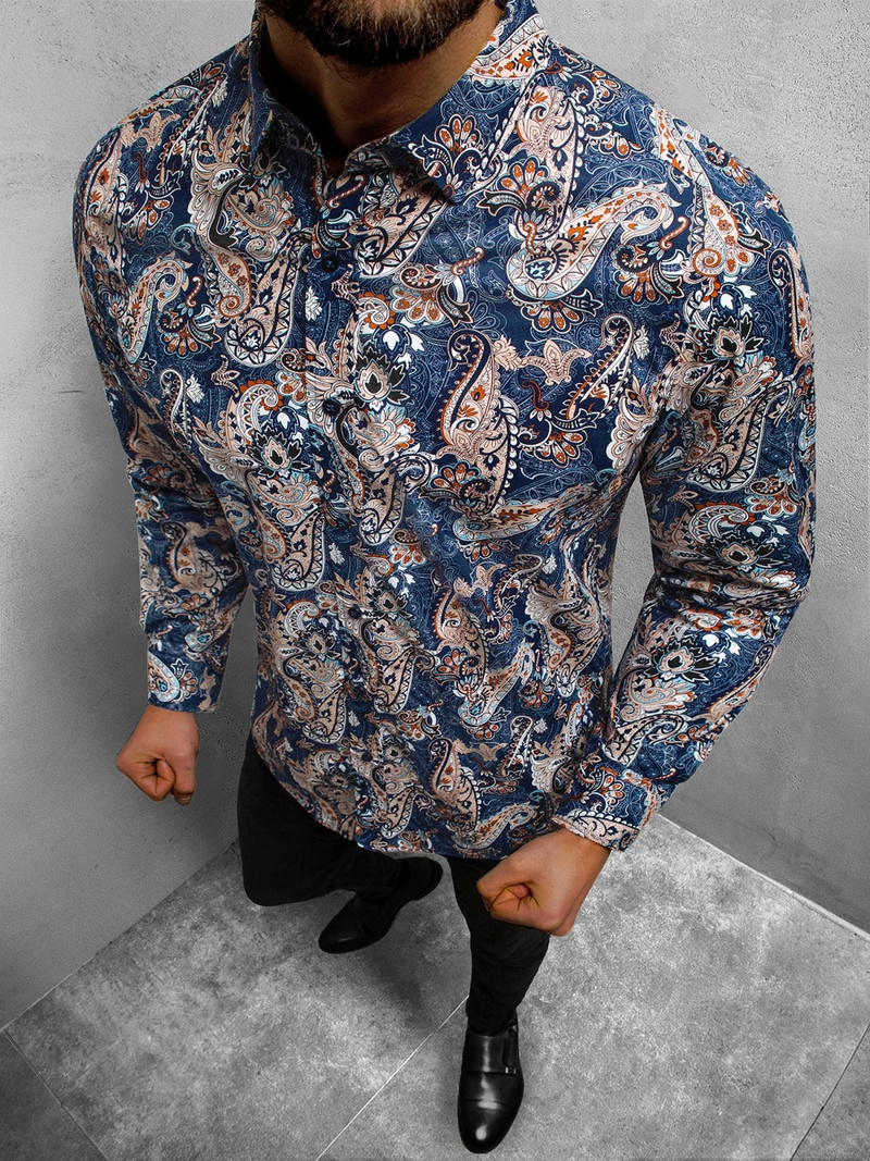 Сорочка чоловіча Темно-Синя OZONEE B/G44