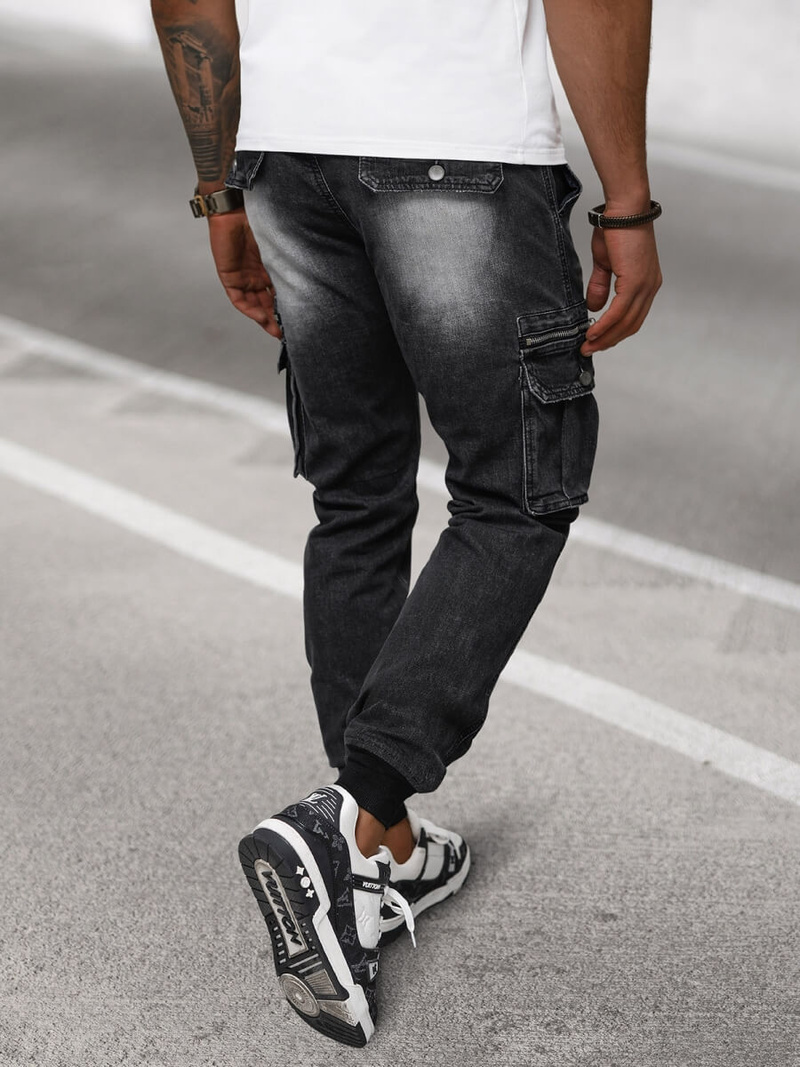 Spodnie jeansowe joggery męskie czarne OZONEE NB/MP0108N