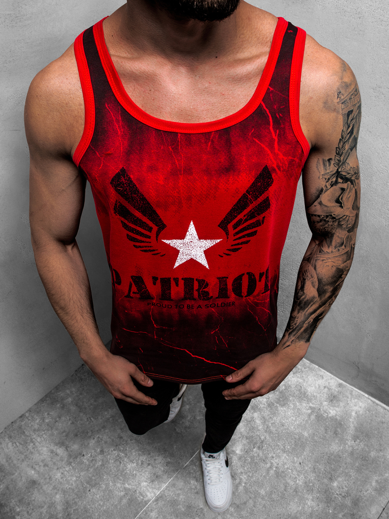 T-Shirt męski bez rękawów czerwony OZONEE JS/SS11056Z