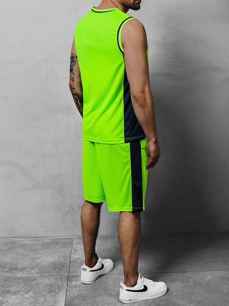 Komplet męski koszykarski zielono-neonowy OZONEE JS/68C10168