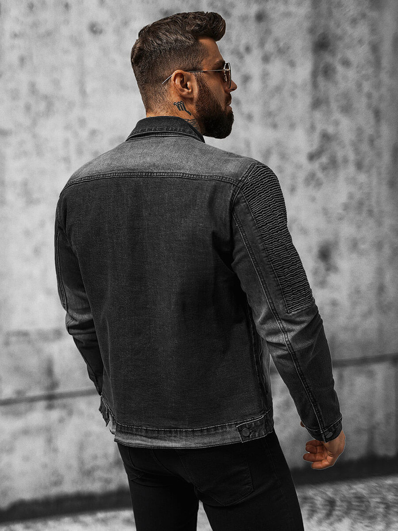 Чоловіча джинсова куртка Чорна OZONEE NB/MJ521N