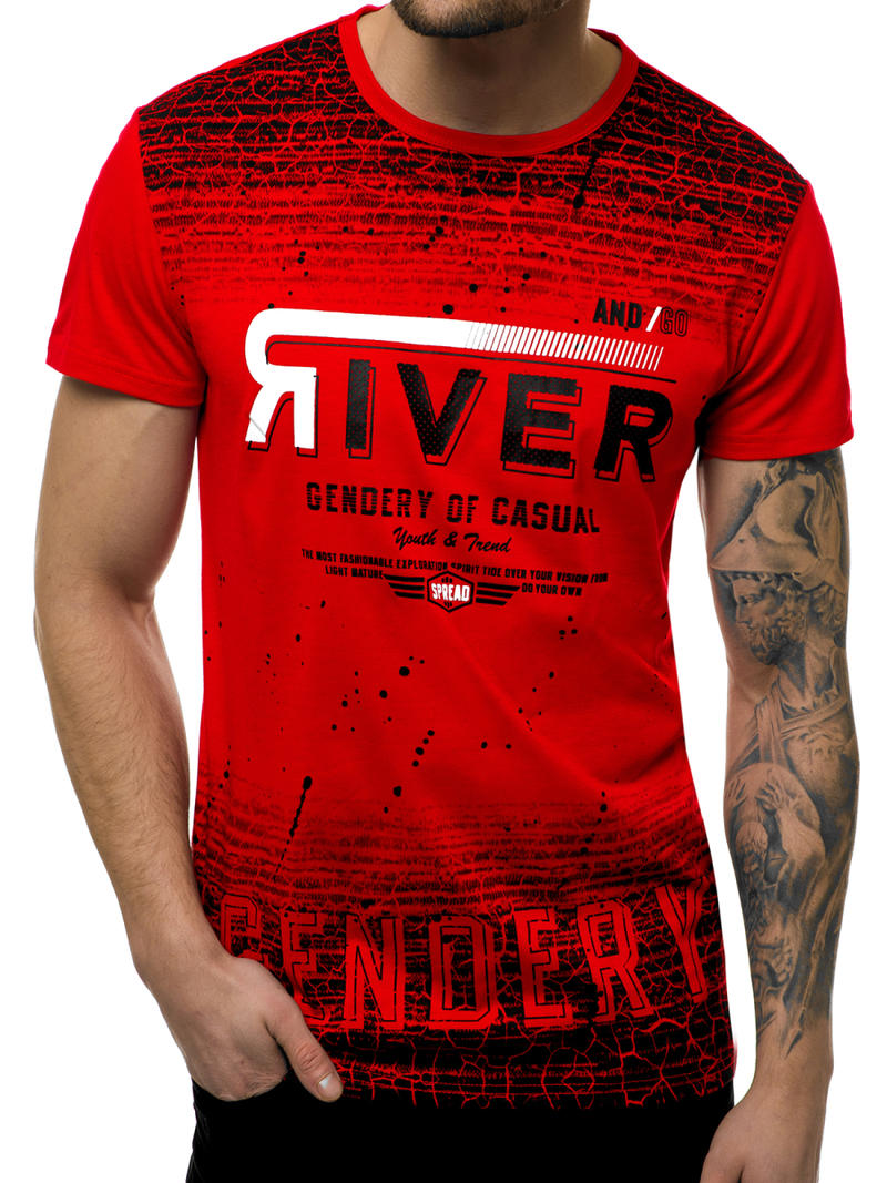 T-Shirt męski czerwony OZONEE JS/SS10960