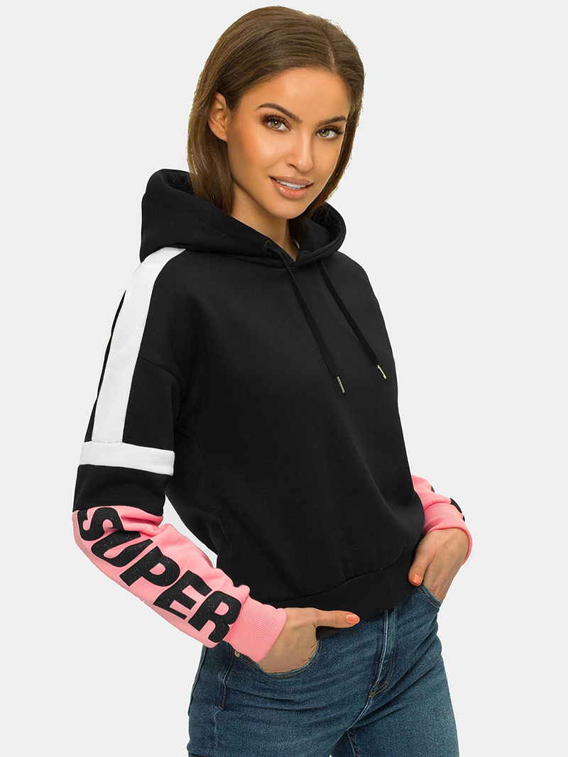 Bluza z kapturem damska czarna OZONEE JS/B26029