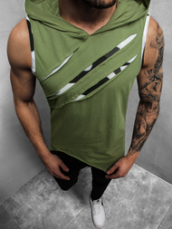 T-Shirt z kapturem męski khaki OZONEE O/1254Z