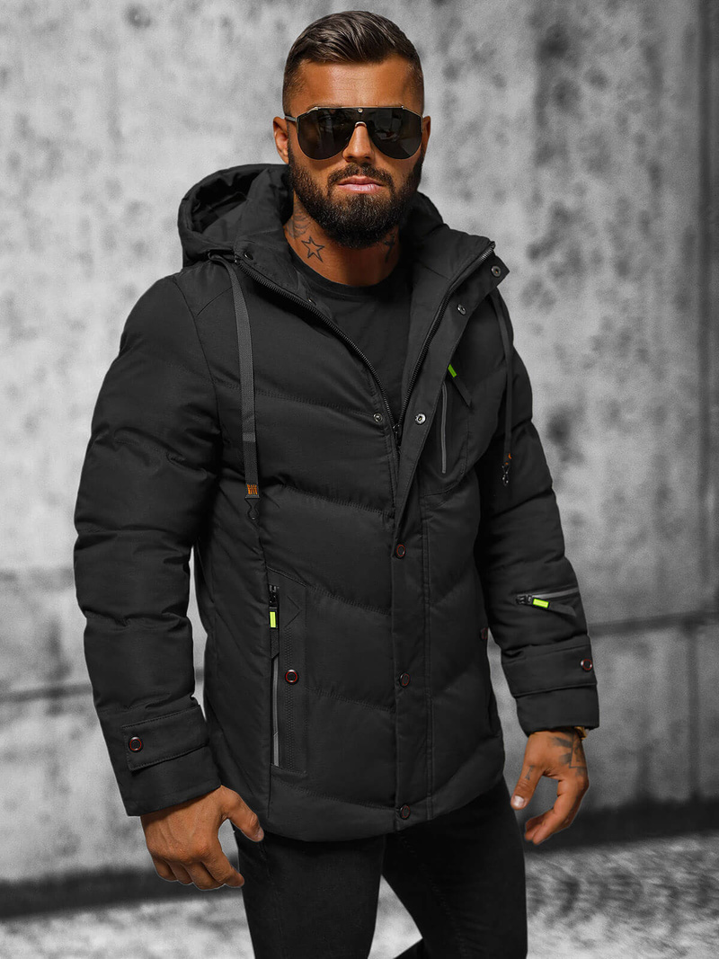 Kurtka zimowa męska pikowana czarna OZONEE JS/5M3137/392