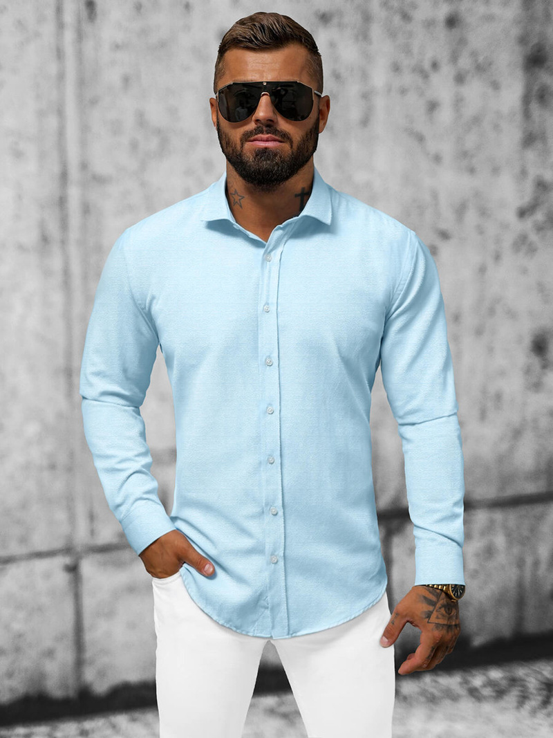 Koszula męska jasno-niebieska OZONEE O/3778