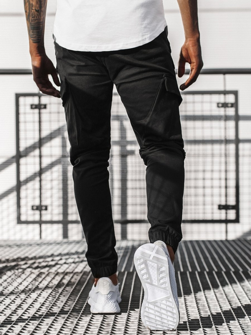 Spodnie męskie chino joggery czarne OZONEE G/2788