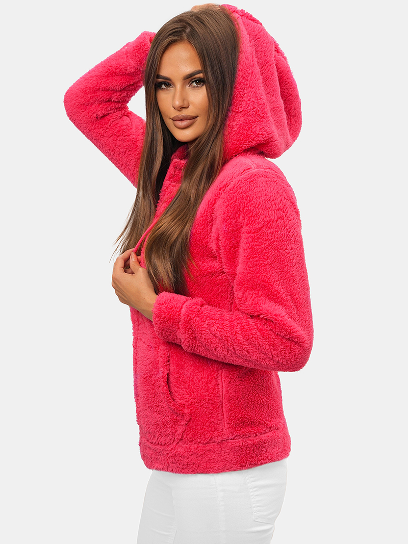 Bluza damska rozpinana z kapturem koralowa OZONEE JS/HH007/28Z