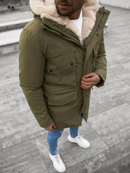 Kurtka zimowa męska parka z futerkiem khaki OZONEE JS/22M115/2