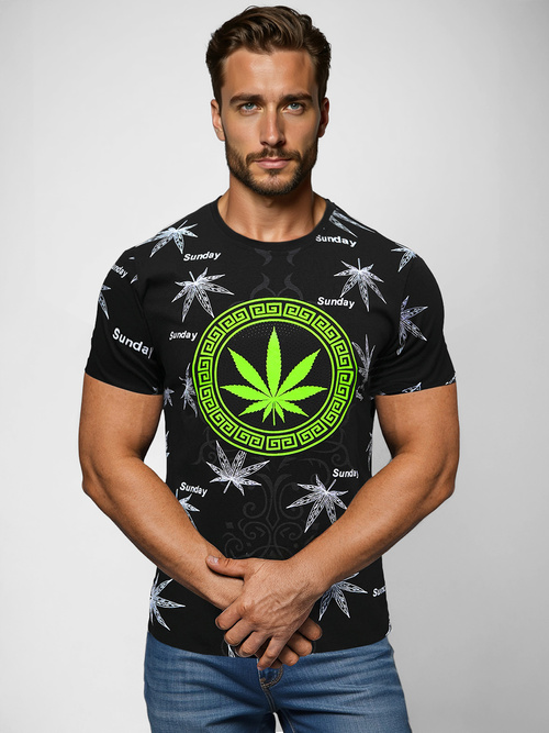 T-shirt męski z nadrukiem czarny OZONEE O/T139/3Z