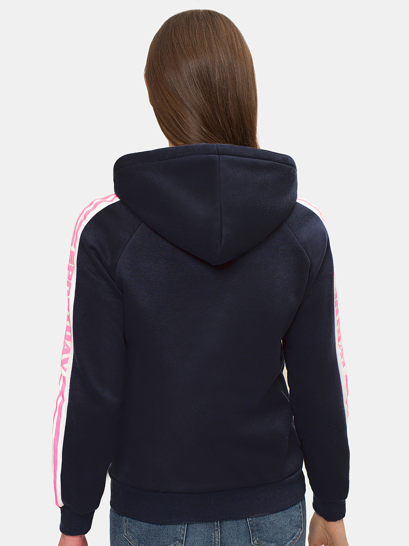 Bluza z kapturem rozpinana damska granatowa OZONEE JS/B26046