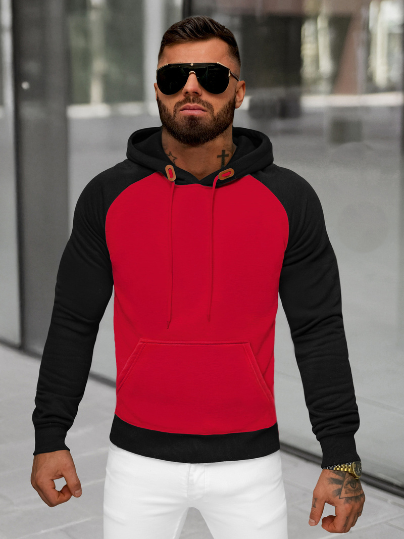 Bluza z kapturem męska czerwona OZONEE JS/8B157/18