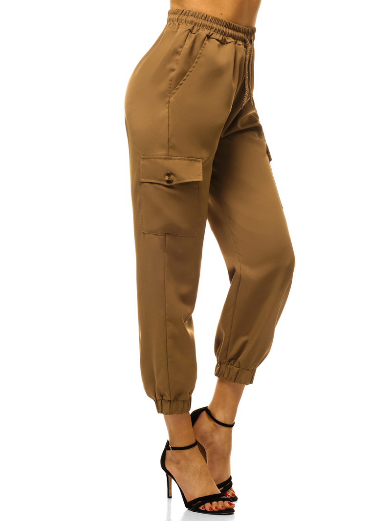 Spodnie damskie joggersy camelowe OZONEE O/HM006