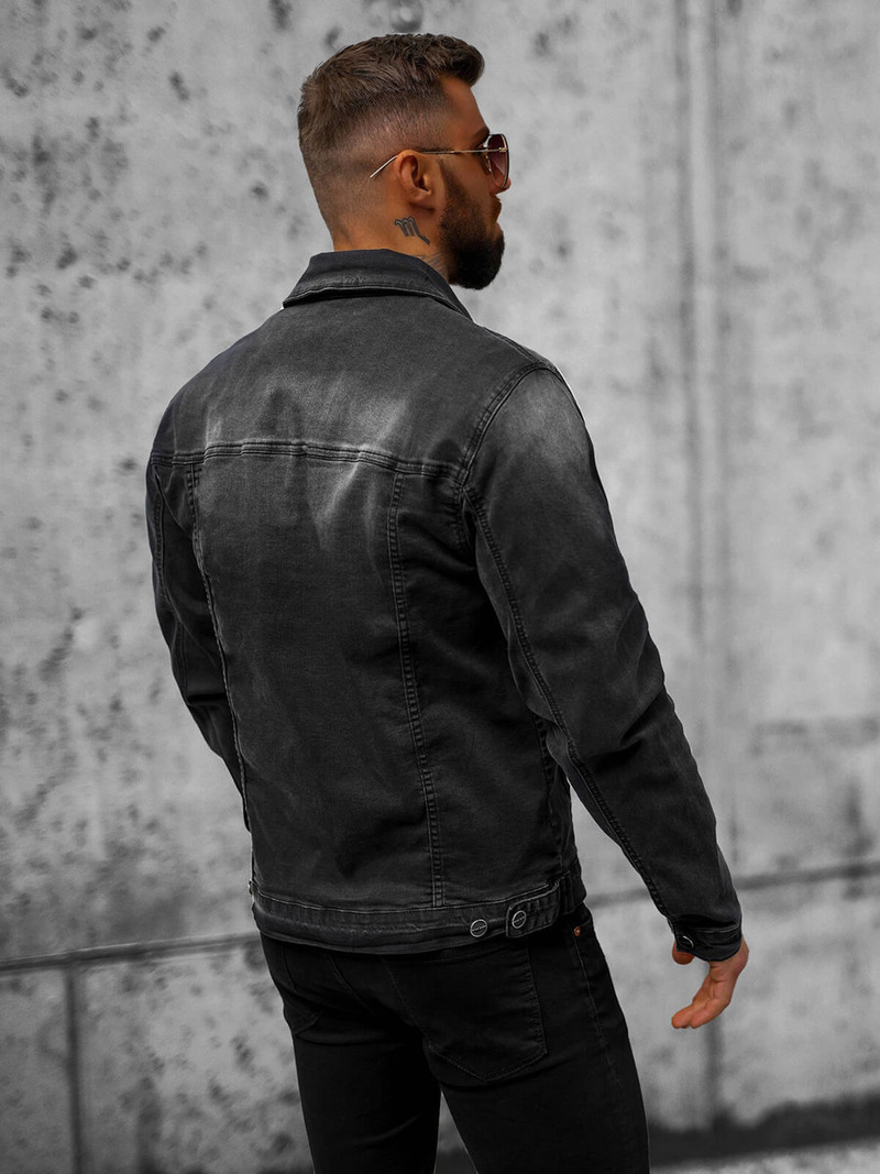 Kurtka męska jeansowa czarna OZONEE NB/MJ506NZ