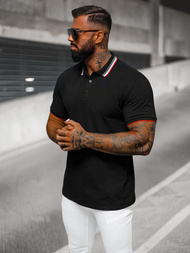 Koszulka męska polo czarna OZONEE O/DA719