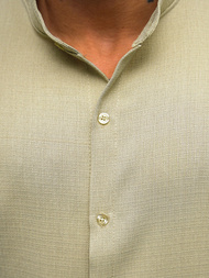 Koszula męska z krótkim rękawem beżowa OZONEE O/Y972T