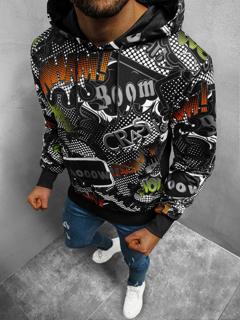 Bluza z kapturem męska czarna OZONEE O/HM693