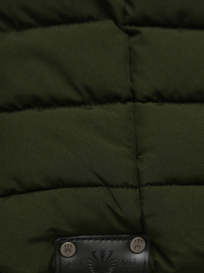 Kurtka zimowa damska długa pikowana khaki OZONEE O/W377Z