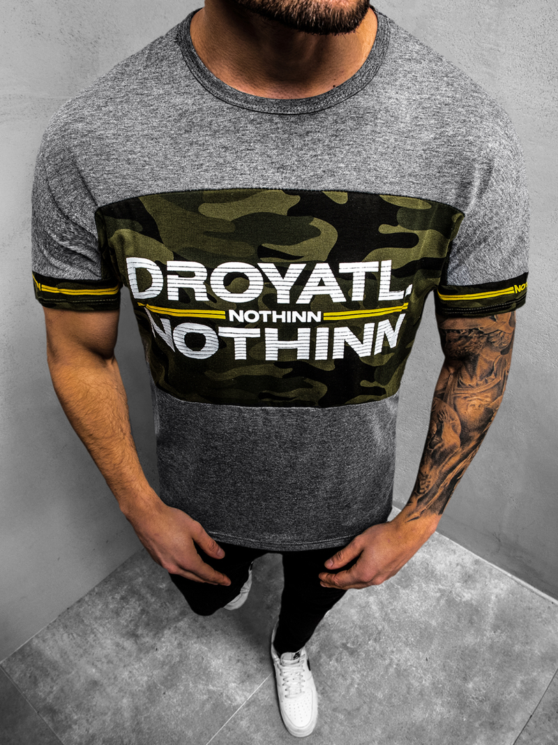 T-Shirt męski grafitowy OZONEE JS/SS10976Z