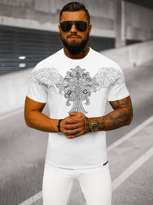 T-shirt męski slim fit biały OZONEE NB/MT3037Z