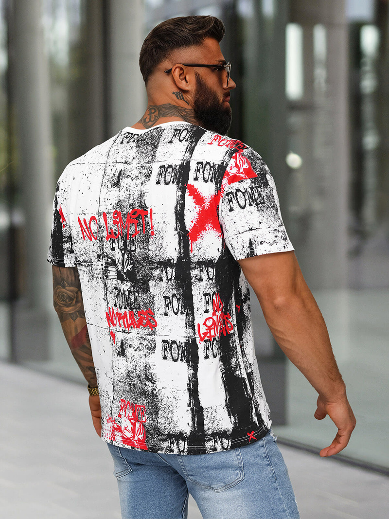 T-shirt męski biały OZONEE O/MPO3468