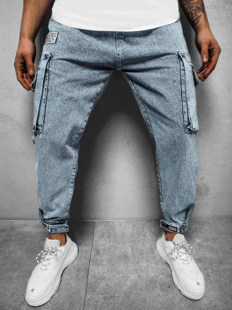 Spodnie męskie jogger jasno-niebieskie OZONEE O/6013