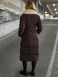 Płaszcz zimowy damski pikowany czekoladowy OZONEE JS/16M9168/158