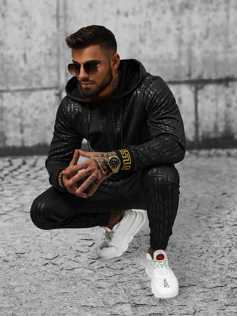 Чоловічий спортивний комплект чорний OZONEE O/3A161