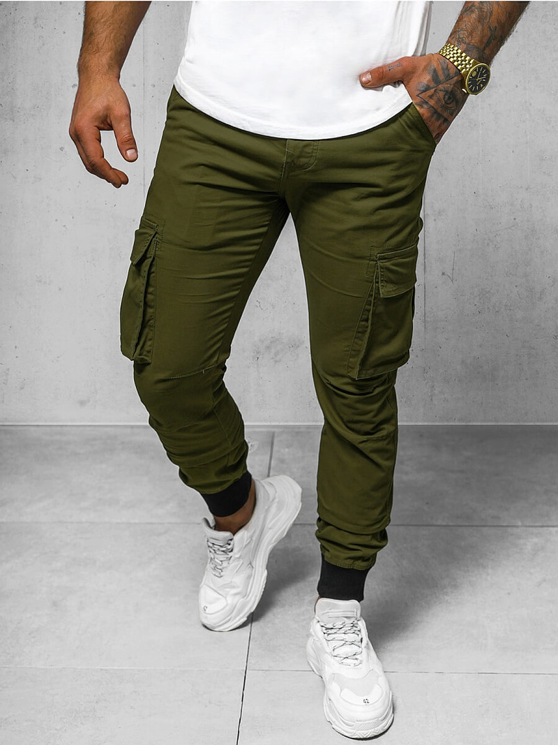 Spodnie męskie joggery cargo zielone OZONEE NB/MP0208MVZ