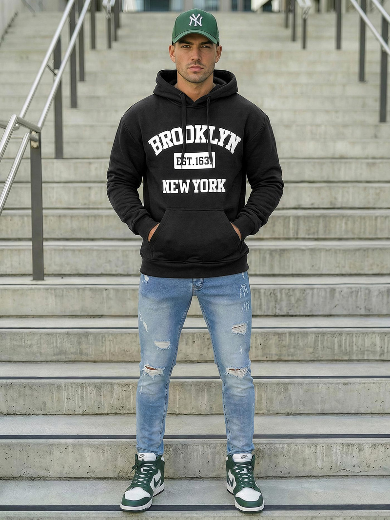 Bluza z kapturem męska czarna OZONEE JS/8B1767/3Z