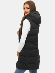 Стьобаний жіночий жилет чорний OZONEE N/7046