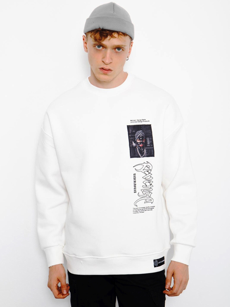 Bluza męska oversize ecru OZONEE MACH/M3288