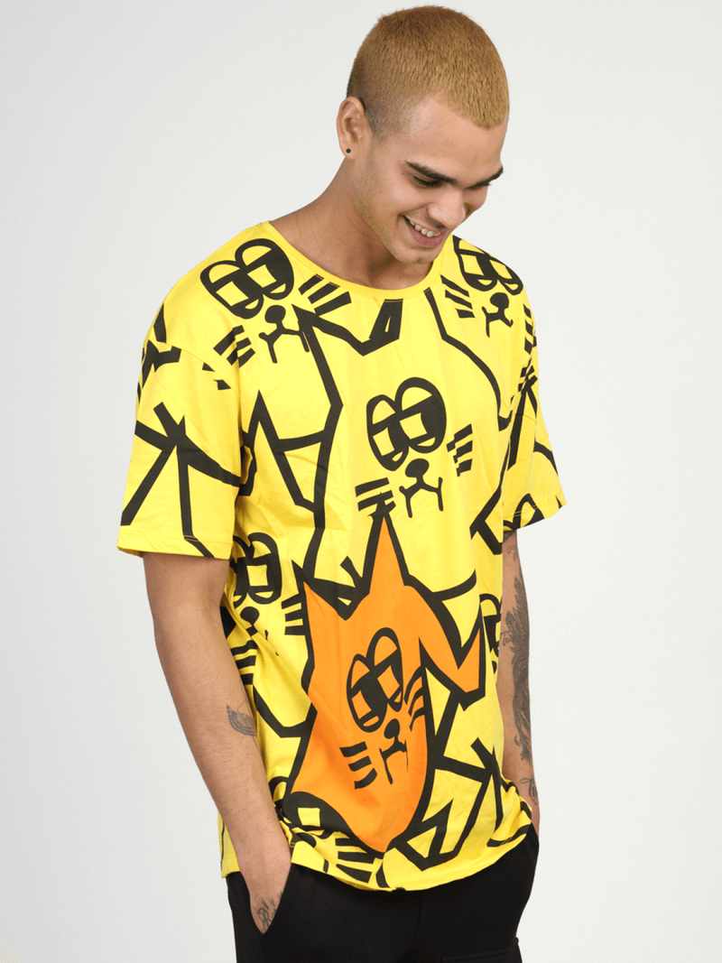 T-Shirt męski z nadrukiem żółty OZONEE MR/21535