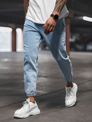 Spodnie jeansowe joggery męskie jasno-niebieskie OZONEE DP/780Z