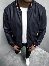 Kurtka przejściowa skórzana męska bomberka granatowa OZONEE N/6707