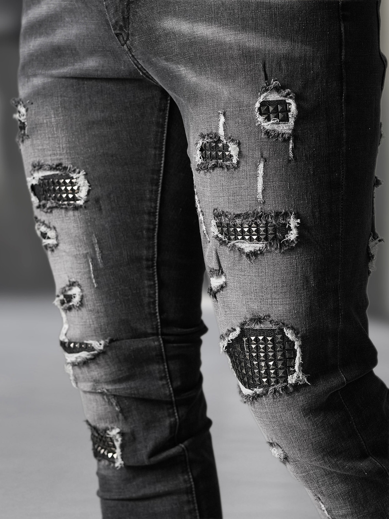 Spodnie jeansowe męskie slim fit czarne OZONEE NB/MP0152NZ