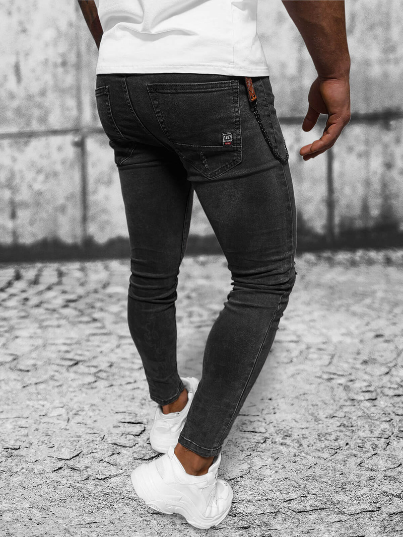 Spodnie jeansowe męskie czarne OZONEE DR/TF218