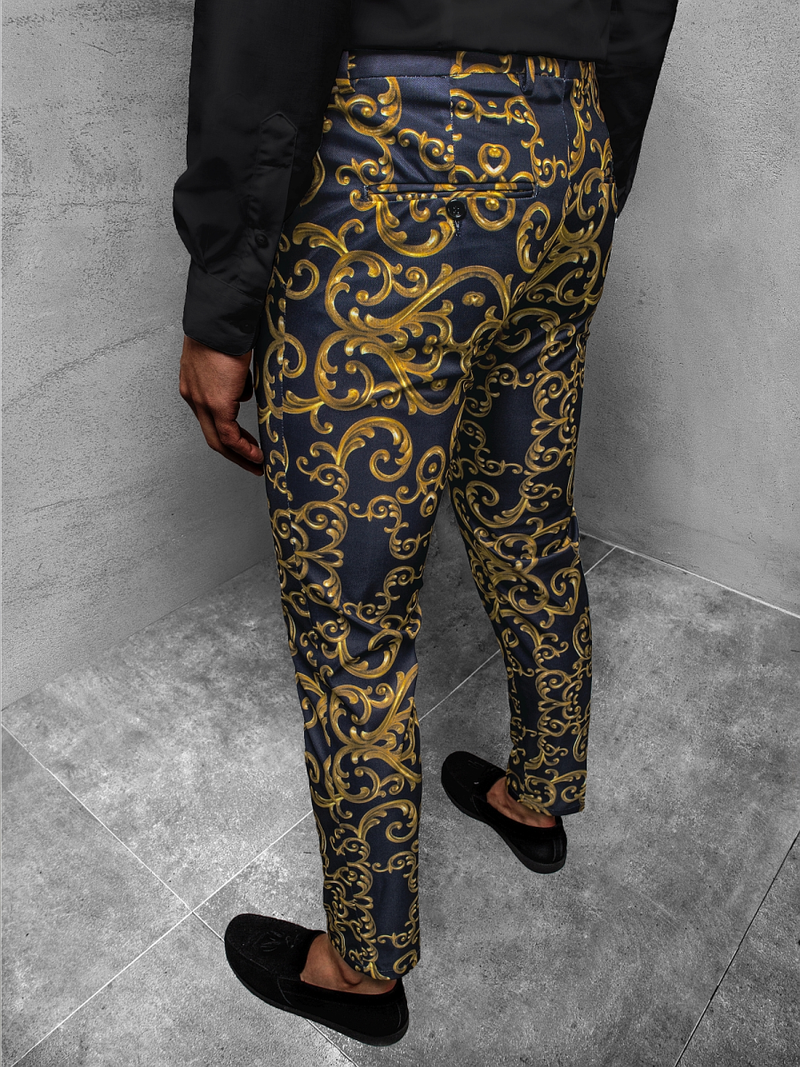 Spodnie męskie chino materiałowe granatowe OZONEE DJ/5595