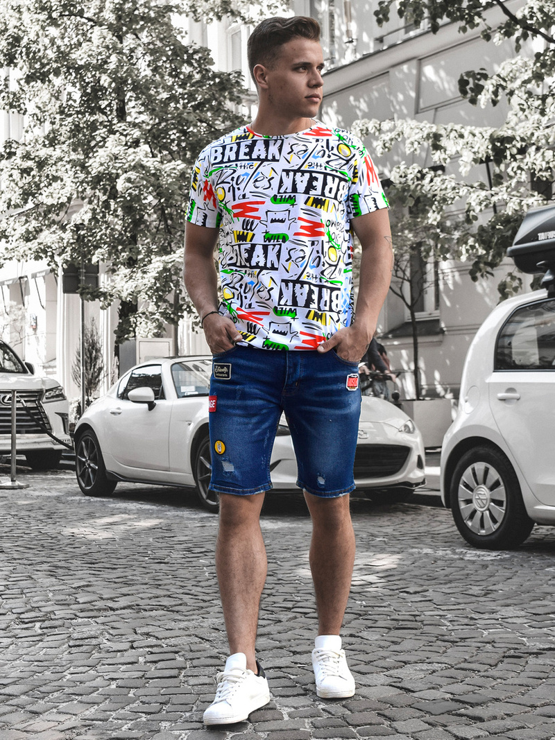 T-Shirt męski z nadrukiem kolorowy OZONEE O/BL60Z