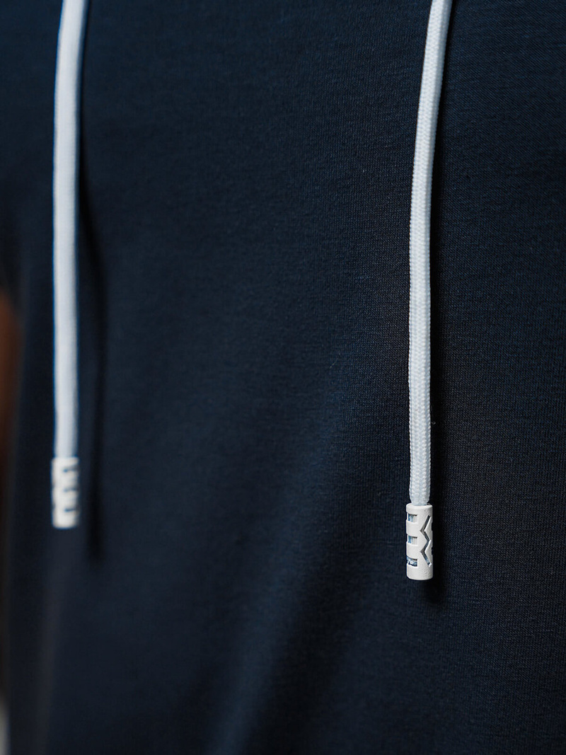 T-shirt męski z kapturem granatowy OZONEE JS/8T955/25