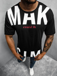 T-Shirt męski z nadrukiem czarny OZONEE MR/21572Z