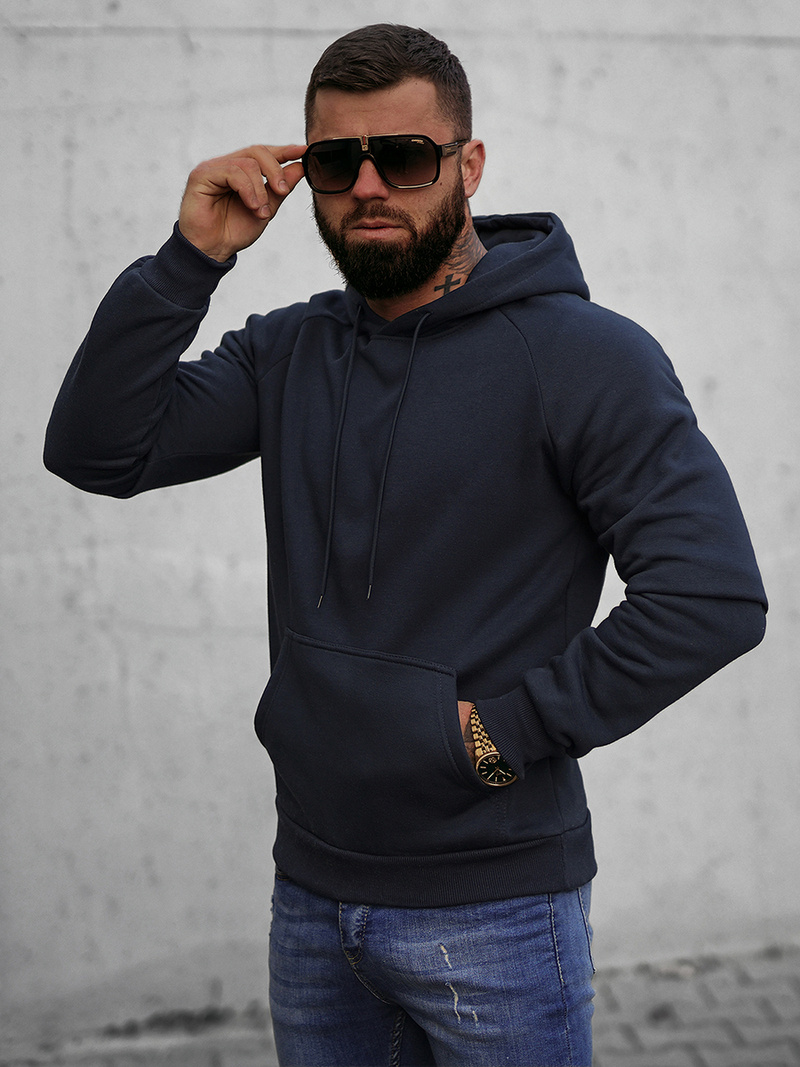 Bluza z kapturem męska granatowa OZONEE O/8B151/25