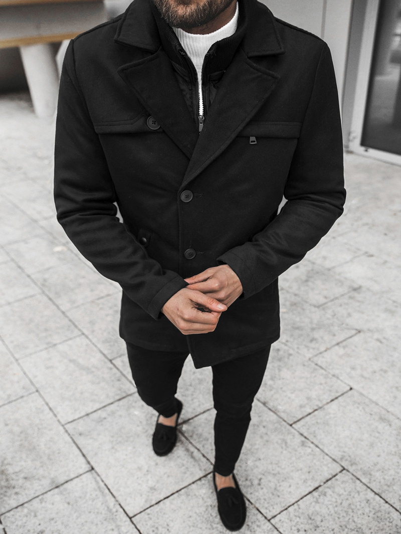 Płaszcz męski czarny OZONEE JS/79M3137