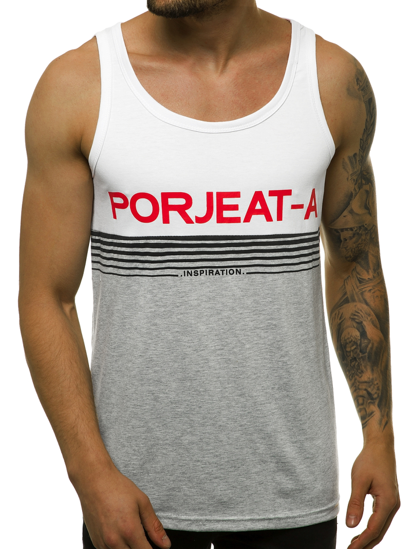 T-Shirt męski bez rękawów biały OZONEE JS/SS11062